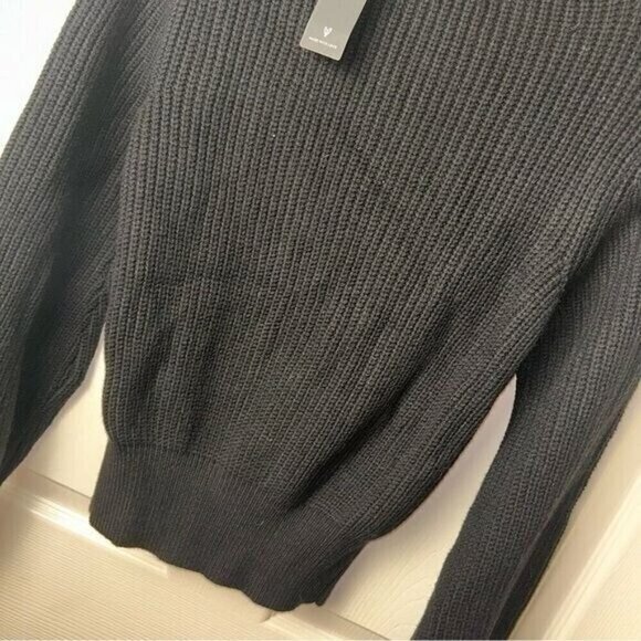 LuLus Black Acrylic Long Puffed Sleeve Cut Out Pullover Sweater Size XS - Picture 6 of 9